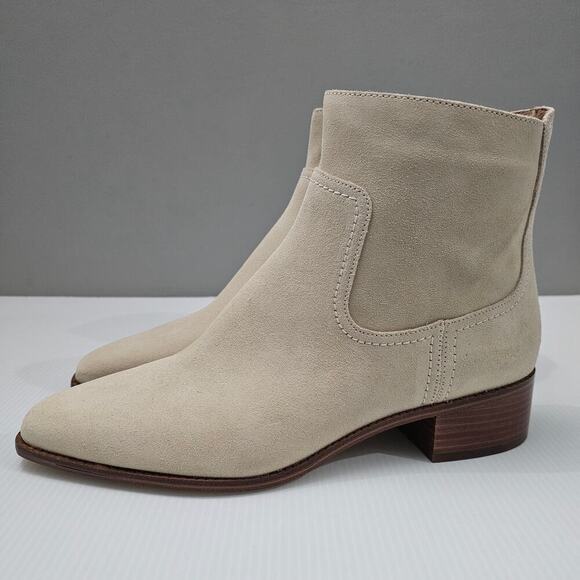 NEW Cole Haan Naia Ankle Bootie Womens 10 Light Beige Suede Western Cowgirl - Picture 1 of 14